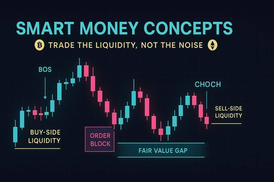 Smart Money Concepts in Crypto: Complete Guide to SMC, Order Blocks, Liquidity & Fair Value Gaps